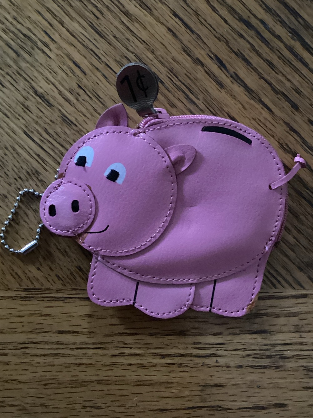 Rolfs Pink Leather Piggy Coin Purse Keychain